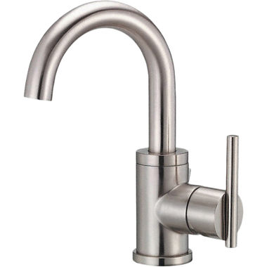 Click here to see Danze D221558BN Danze Parma Single-Hole Bathroom Faucet with Metal Touch-Down Drain, Single-Handle, 1.5 GPM, Lever Handle, ADA, WaterSense, Brushed Nickel - D221558BN