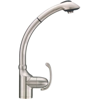 Click here to see Danze D456720SS Danze Anu Single Handle Pull-Out Kitchen Faucet, Stainless Steel - D456720SS