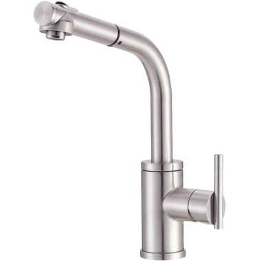 Click here to see Danze D404558SS Danze Parma Single Handle Pull-Out Kitchen Faucet, Stainless Steel - D404558SS