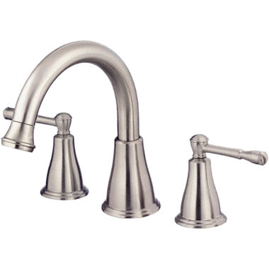 Click here to see Danze D300915BNT Danze Eastham Two-Handle Deck-Mount Roman Tub Faucet Trim, 3-Hole, Lever Handles, Slip Spout, ADA, Brushed Nickel - D300915BNT