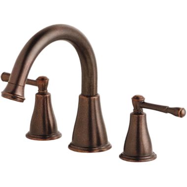 Click here to see Danze D300915BRT Danze Eastham Two-Handle Deck-Mount Roman Tub Faucet Trim, 3-Hole, Lever Handles, Slip Spout, ADA, Tumbled Bronze - D300915BRT