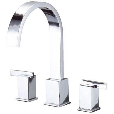 Click here to see Gerber D302044T Gerber Sirius Two-Handle Deck-Mount Roman Tub Faucet Trim, 3-Hole, Ribbon Spout, Lever Handles, ADA, Chrome - D302044T