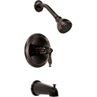 Click here to see Danze D510155RBT Danze Sheridan Oil Rubbed Bronze Single Lever Handle Tub And Shower Trim with Massage Showerhead, 2.5 GPM, Wall-Mount Installation - D510155RBT