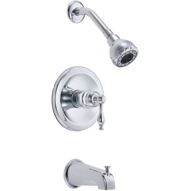Click here to see Danze D510155T Danze Sheridan Single Lever Handle Chrome Tub & Shower Trim Kit with Diverter On Spout and Massage Showerhead, 2.5GPM - D510155T