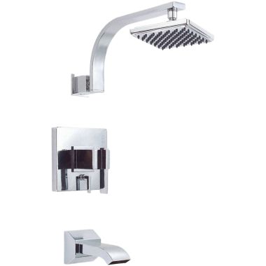 Click here to see Danze D500044T Danze Sirius Chrome Pressure Balance Tub and Shower Trim with Diverter Valve, Single Lever Handle, 2.5 GPM, Back to Back Installation - D500044T