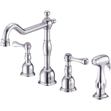 Click here to see Danze D422057 Danze Opulence Two Handle Widespread Kitchen Faucet w/ Side Spray, Chrome - D422057