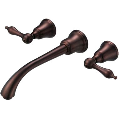 Click here to see Danze D316240RB Danze Fairmont Wall-Mount Widespread Bathroom Faucet with Metal Touch-Down Drain, Two-Handle, 1.5 GPM, Lever Handle, ADA, WaterSense, Oil-Rubbed Bronze - D316240RB