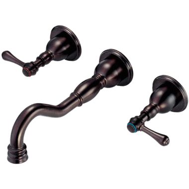 Click here to see Danze D316257RBT Danze Opulence Wall-Mount Widespread Bathroom Faucet Trim with Touch-Down Drain, Two-Handle, 1.5 GPM, Lever Handle, ADA, WaterSense, Oil-Rubbed Bronze - D316257RBT