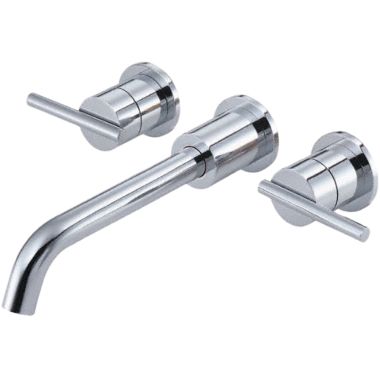 Click here to see Danze D316258T Danze Parma Widespread Bathroom Faucet Trim Kit with Touch-Down Drain, Wall-Mount, Two-Handle, 1.5 GPM, Lever Handle, ADA, WaterSense, Chrome - D316258T