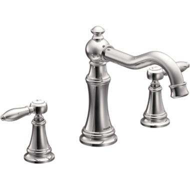 Click here to see Moen TS22103 Moen Weymouth Two-Handle Roman Tub Faucet Trim, Lever Handles, ADA, M-PACT, Chrome - TS22103