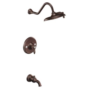Click here to see Moen TS32104EPORB Moen Weymouth Posi-Temp Tub/Shower Faucet with 1.75 GPM Rainshower, 2-Function, Single Lever Handle, M-PACT, Immersion, Oil Rubbed Bronze - TS32104EPORB