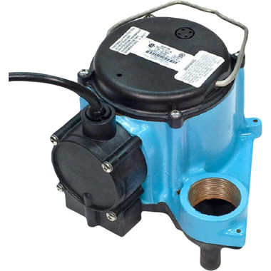 Click here to see Little Giant 506166 Little Giant 6-CIA Wastewater Sump Pump, 1/3 HP, 46 GPM, 230V, Single-Phase, Submersible, Diaphragm Switch, 10' Cord - 506166