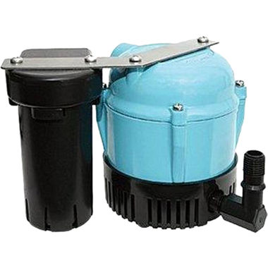 Click here to see Little Giant 550532 Little Giant Shallow Pan Condensate Pump, 1/150 HP, 205 GPH, 230 Volts, 11 ft. Cord Length, 1/4-inch Discharge  - 1-ABS 550532