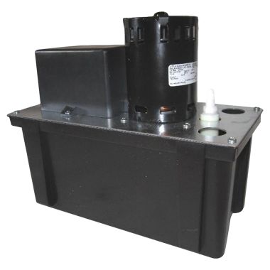 Click here to see Little Giant 553211 Little Giant High-Capacity Condensate Removal Pump, 1/18 HP, 230V, 1.2A, 1 Gallon Tank, Safety Switch, 3/8