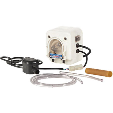 Click here to see Little Giant 553676 Little Giant TPR Peristaltic Self-Priming Condensate Removal Pump, 9.6 LPH, 230V, 50/60Hz, 46' Shut-Off, Santoprene Tube, Polycarbonate - 553676