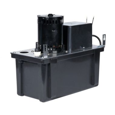 Click here to see Little Giant 14940372 Little Giant High-Capacity Condensate Removal Pump, 1/18 HP, 230V, 1.2A, 1 Gallon Tank, Safety Switch, 3/8