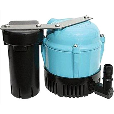 Click here to see Little Giant 550522 Little Giant Shallow Pan Condensate Pump with Tank, 1/150 HP, 205 GPH, 115 Volts, 11 ft. Cord Length, 1/2-inch Discharge - 1-ABS 550522