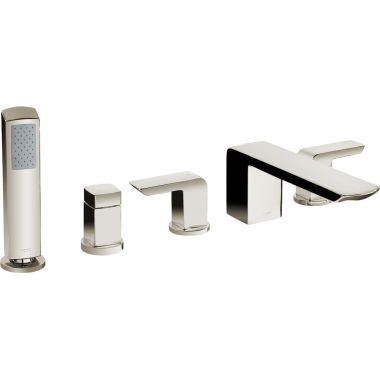 Click here to see Toto TB960S#BN Toto TB960S#BN Brushed Nickel Soiree Deck-Mount Bath Faucet, Hand shower/Diverter