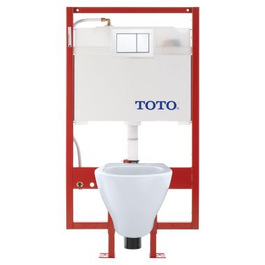 Click here to see Toto CWT418MFG-1#01 TOTO Aquia Wall-Hung Elongated Toilet and DuoFit in-wall 0.9 and 1.6 GPF Tank System PEX Supply line, Cotton White - CWT418MFG-1#01