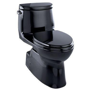 Click here to see Toto MS614114CEF#51 TOTO Carlyle II One-Piece Elongated 1.28 GPF Universal Height Skirted Toilet, Ebony Black - MS614114CEF#51