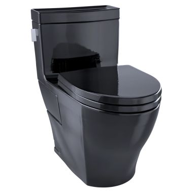Click here to see Toto MS626214CEF#51 TOTO Aimes One-Piece Elongated 1.28 GPF Universal Height Skirted Toilet, Ebony Black - MS626214CEF#51