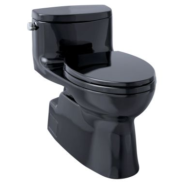 Click here to see Toto MS644114CEF#51 TOTO Carolina II One-Piece Elongated 1.28 GPF Universal Height Skirted Toilet, Ebony Black - MS644114CEF#51