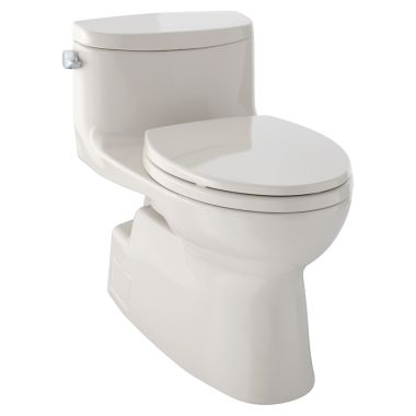 Click here to see Toto MS644114CEFG#03 TOTO Carolina II One-Piece Elongated 1.28 GPF Universal Height Skirted Toilet with CeFiONtect, Bone - MS644114CEFG#03