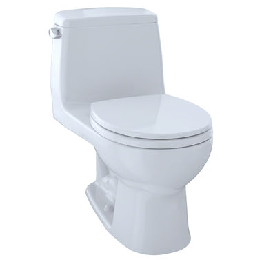 Click here to see Toto MS853113#01 TOTO Ultramax One-Piece Round Bowl Toilet with SoftClose Seat, Power Gravity, 1.6 GPF, Cotton White - MS853113#01