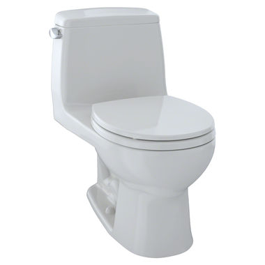 Click here to see Toto MS853113#11 TOTO Ultramax One-Piece Round Bowl Toilet with SoftClose Seat, Power Gravity, 1.6 GPF, Colonial White - MS853113#11
