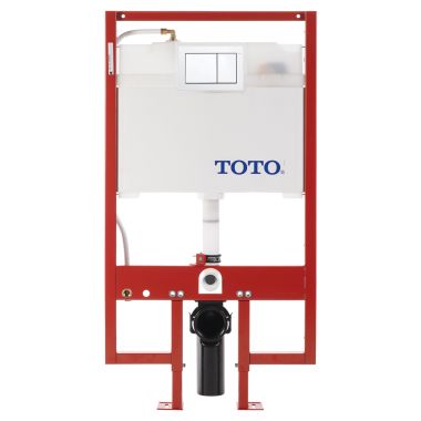 Click here to see Toto WT151800M#WH Toto DuoFit In-Wall Dual Flush 0.9 and 1.6 GPF Tank System PEX Supply Line and White Rectangular Push Plate - WT151800M#WH