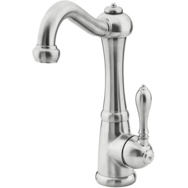 Click here to see Pfister GT72M-1SS Pfister Marielle Stainless Steel Single-Handle High-Arc BarPrep Faucet, ADA, Pforever Seal, 360-degree Swivel Spout, 1.8 GPM - GT72-M1SS