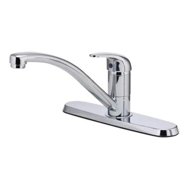 Click here to see Pfister G134-5000 Pfister Pfirst Series Polished Chrome Mid-Arc Swivel Spout One-Handle Kitchen Faucet, 1.8 GPM - G134-5000