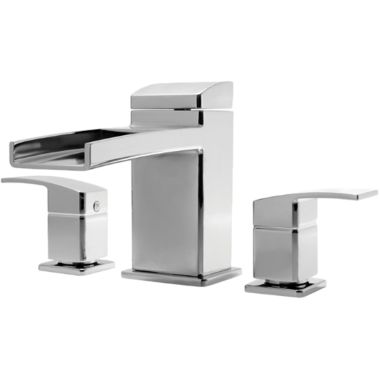Click here to see Pfister RT6-5DFC Pfister Kenzo Two-Handle Roman Tub Faucet Trim, Lever Handle,18 GPM, Lever Handles, Waterfall Spout, Polished Chrome - RT6-5DFC