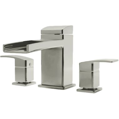 Click here to see Pfister RT6-5DFK Pfister Kenzo Two-Handle Roman Tub Faucet Trim, Lever Handle,18 GPM, Lever Handles, Waterfall Spout, Brushed Nickel - RT6-5DFK