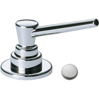Click here to see Delta RP1001AR Delta 13oz Contemporary Soap and Lotion Dispenser, Round, Arctic Stainless - RP1001AR