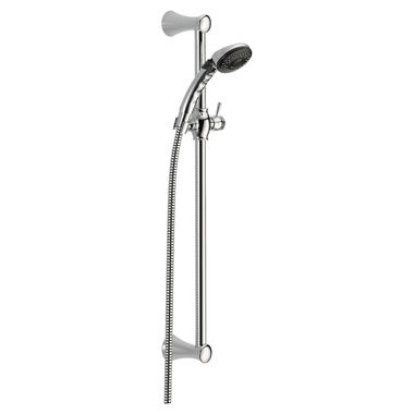 Click here to see Delta 57011 Delta Fundamentals 2-Setting Slide Bar Hand Shower with Certified Dual Check Valves, WaterSense Certified, Chrome - 57011