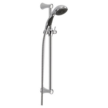 Click here to see Delta 57014 Delta Premium 2.5 GPM 3-Setting Slide Bar Handshower with Dual Check Valves, Touch-Clean Nozzles, Chrome - 57014