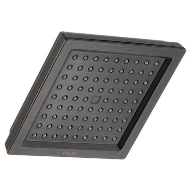 Click here to see Delta RP62283RB Delta Dryden Universal Showering 6-1/2in Square 2.5 GPM Single-Setting Raincan Showerhead with Touch-Clean Technology, Venetian Bronze - RP62283RB