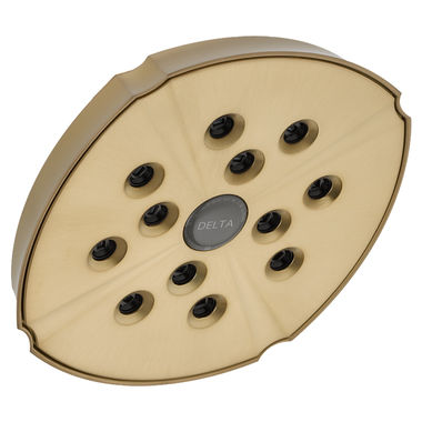 Click here to see Delta RP61265CZ Delta Universal Showering Single-Setting Raincan Shower Head with H2Okinetic Technology, 1.75 GPM, Brilliance Champagne Bronze - RP61265CZ