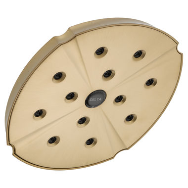 Click here to see Delta RP61274CZ Delta Universal Showering Single-Setting Raincan Shower Head with H2Okinetic Technology, 2.5 GPM, Brilliance Champagne Bronze - RP61274CZ