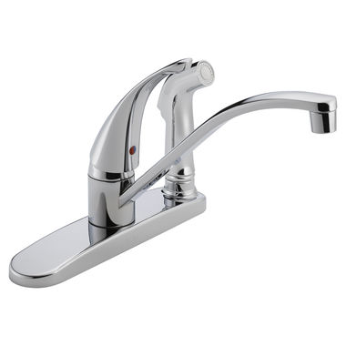 Click here to see Peerless P188400LF Peerless Single Handle Kitchen Faucet w/ Side Spray in Deck Plate, Chrome - P188400LF