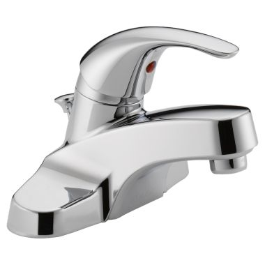 Click here to see Peerless P188620LF Peerless Centerset Bathroom Faucet with Plastic Pop-Up Drain, Single-Handle, 1.0 GPM, Lever Handle, ADA, WaterSense, Chrome - P188620LF