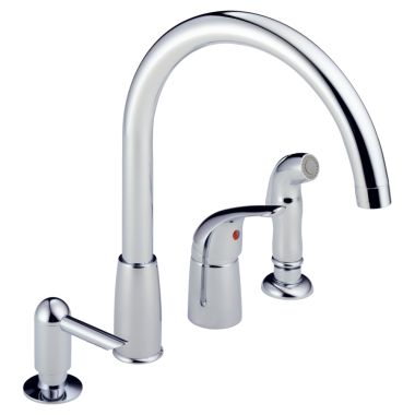 Click here to see Peerless P188900LF-SD Peerless P188900LF-SD WATERFALL Chrome - With Soap Dispenser One Handle Widespread Kitch Faucet