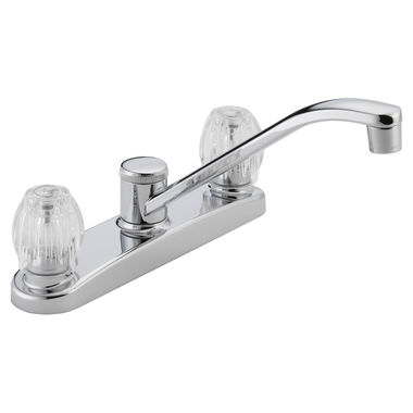 Click here to see Peerless P220LF Peerless Two Handle Kitchen Faucet, Crystal Knob Handles, Chrome - P220LF