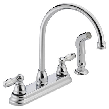 Click here to see Peerless P299575LF Peerless Claymore Two Handle Kitchen Faucet w/ Side Spray, Chrome - P299575LF