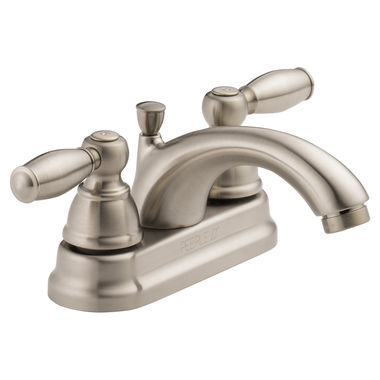 Click here to see Peerless P299675LF-BN Peerless P299675LF-BN Claymore Two-Handle Centerset Lavatory Faucet, Brushed Nickel