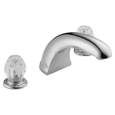 Click here to see Peerless P286020 Peerless Roman Tub Faucet, Temperature and Volume Contol Two Knob Handles, Chrome, Deck-Mount, Three-Hole Installation, 6-13/32in Spout Reach - P286020