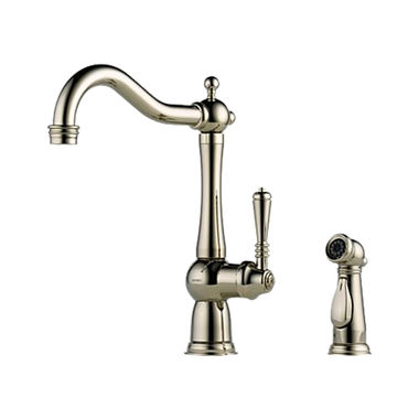 Click here to see Brizo 61136LF-PN Brizo Tresa Single Handle Kitchen Faucet w/ Side Spray, Polished Nickel - 61136LF-PN