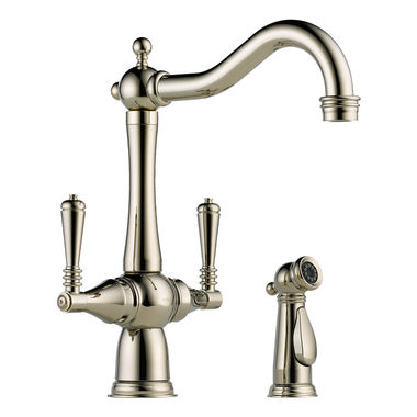 Click here to see Brizo 62136LF-PN Brizo 62136LF-PN Tresa Two-Handle Kitchen Faucet w/ Side Spray, Polished Nickel