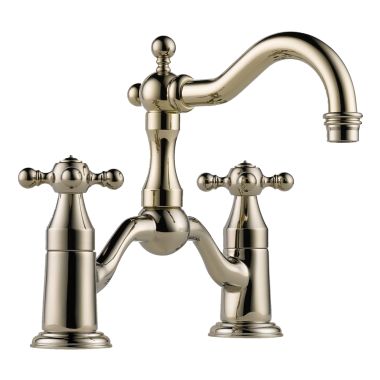 Click here to see Brizo 65538LF-PN Brizo Tresa Two-Handle Widespread Bridge Brilliance Polished Nickel Bathroom Faucet with Cross Handles, 1.5 GPM, Two-Hole, Less Drain - 65538LF-PN